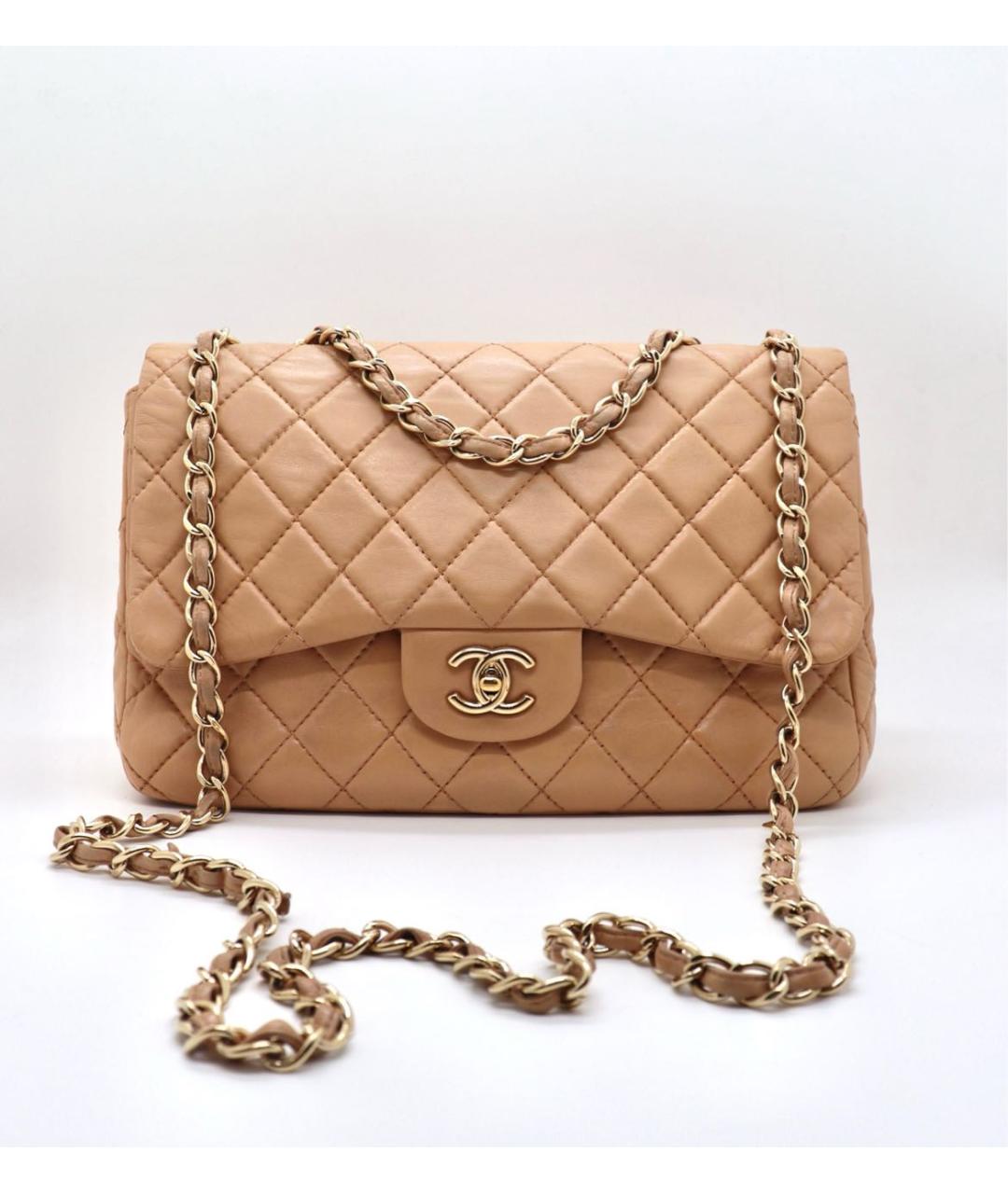 CHANEL Бежевая кожаная сумка через плечо, фото 9
