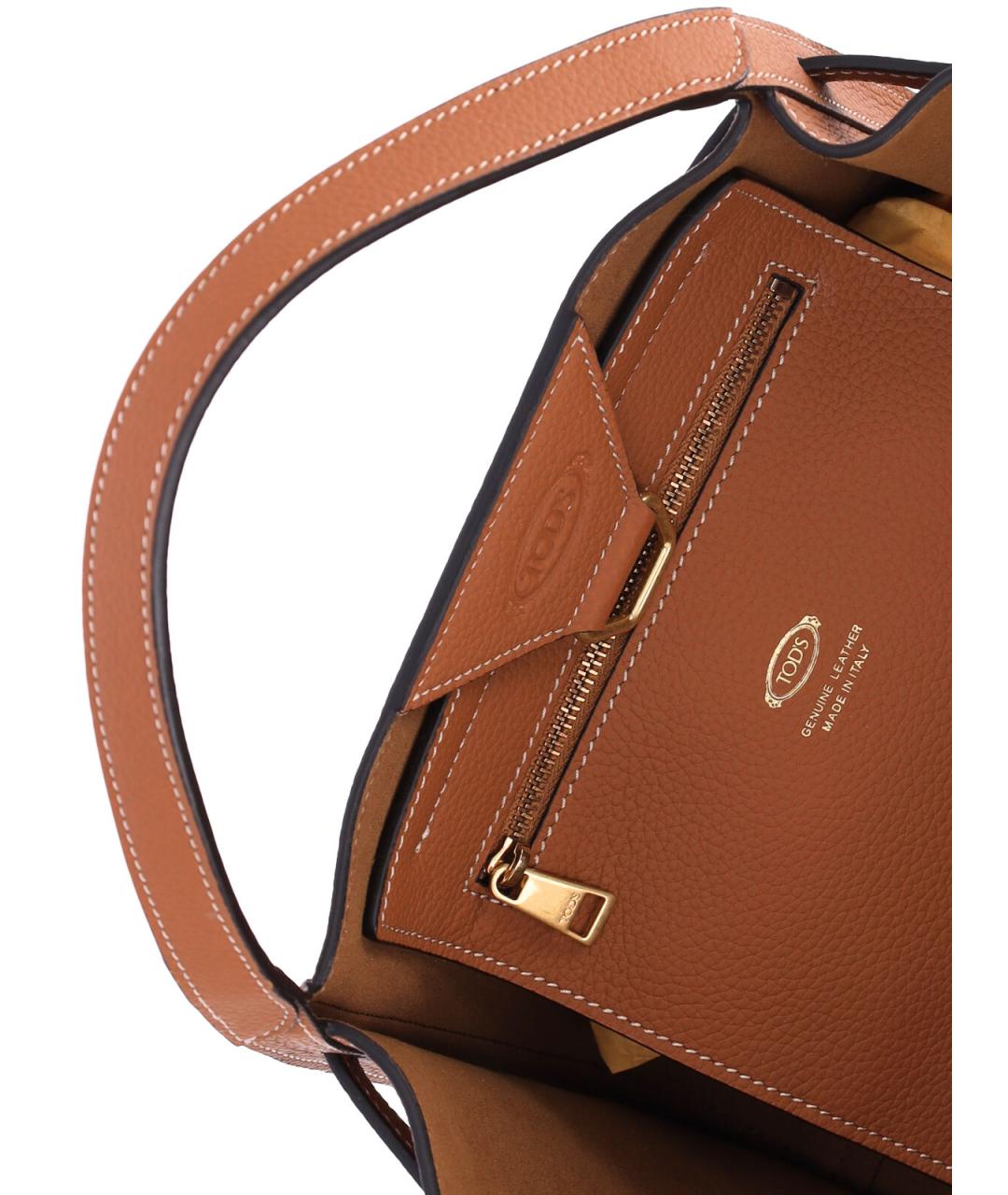 TOD'S Коричневая кожаная сумка тоут, фото 4