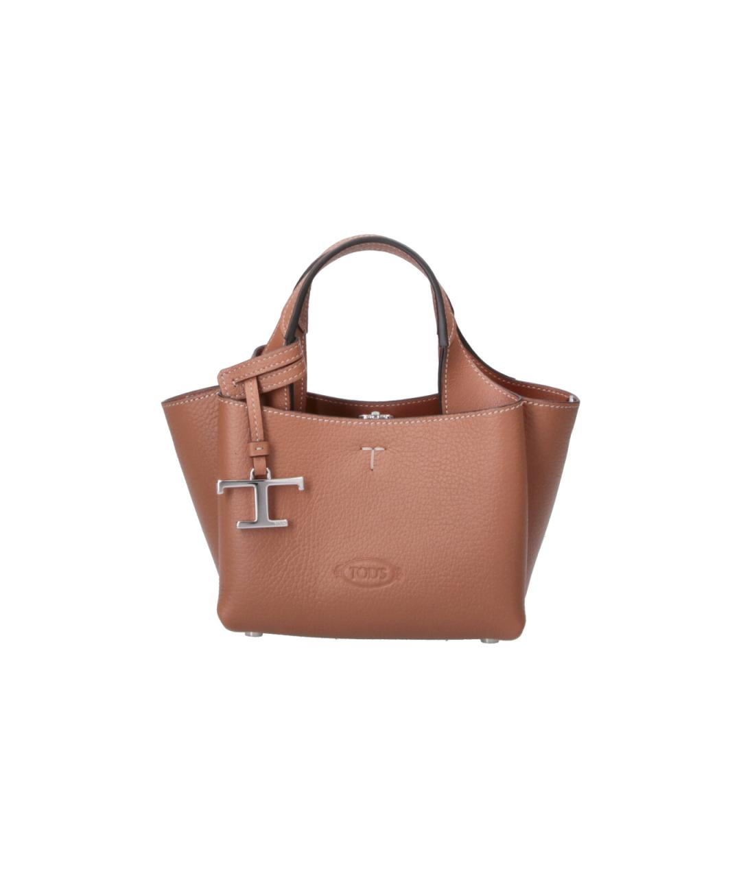 TOD'S Коричневая кожаная сумка тоут, фото 1