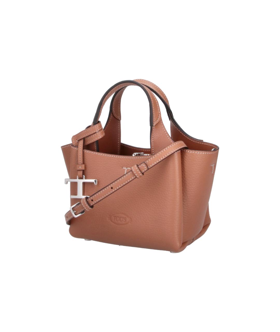 TOD'S Коричневая кожаная сумка тоут, фото 2
