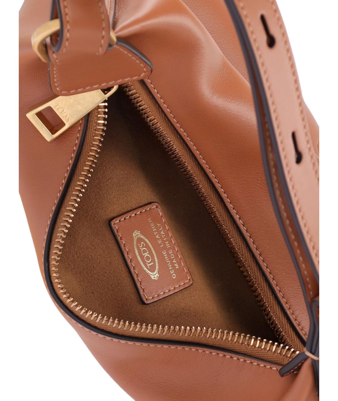 TOD'S Коричневая кожаная сумка с короткими ручками, фото 4