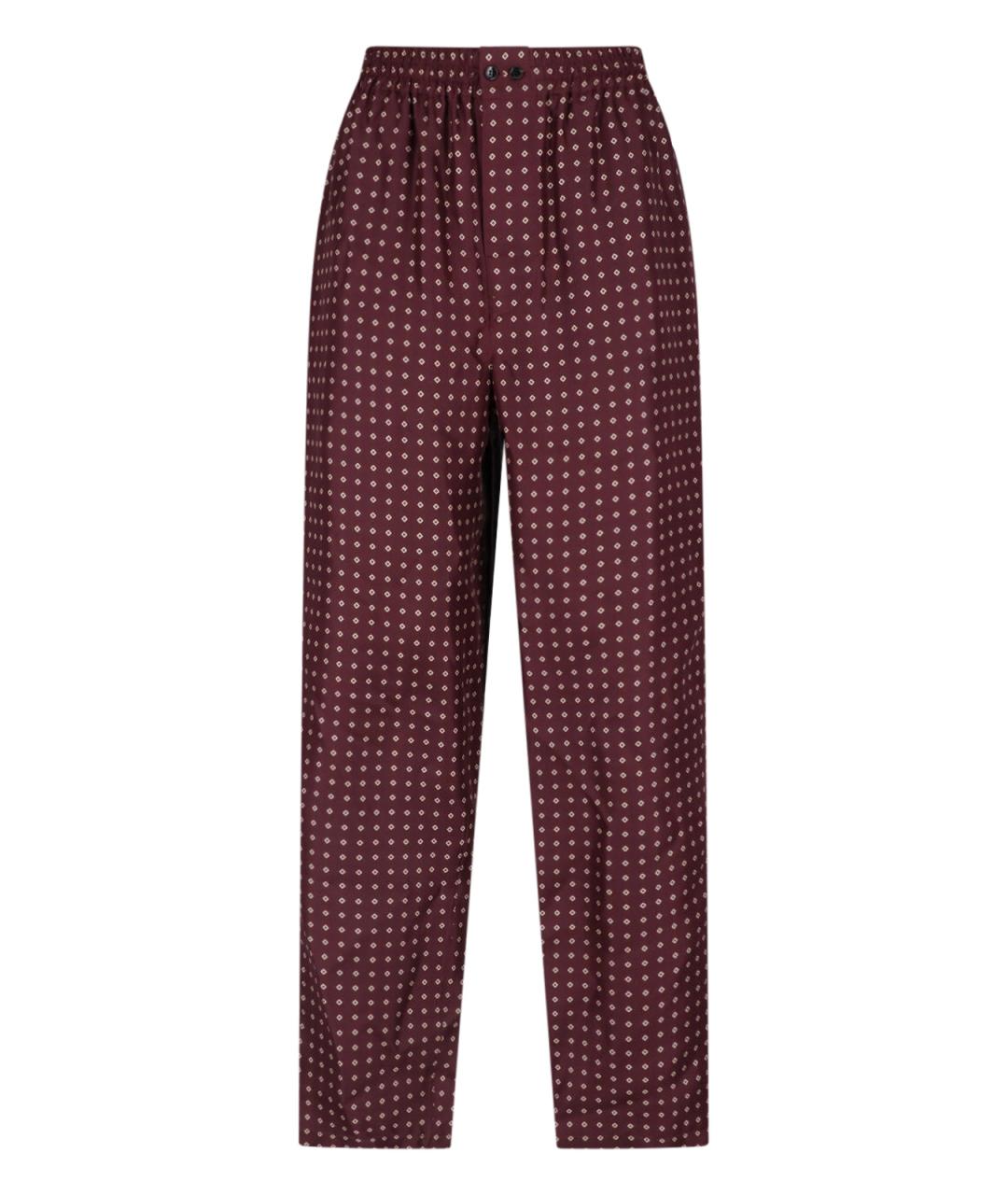 SAINT LAURENT Бордовые шелковые прямые брюки, фото 1