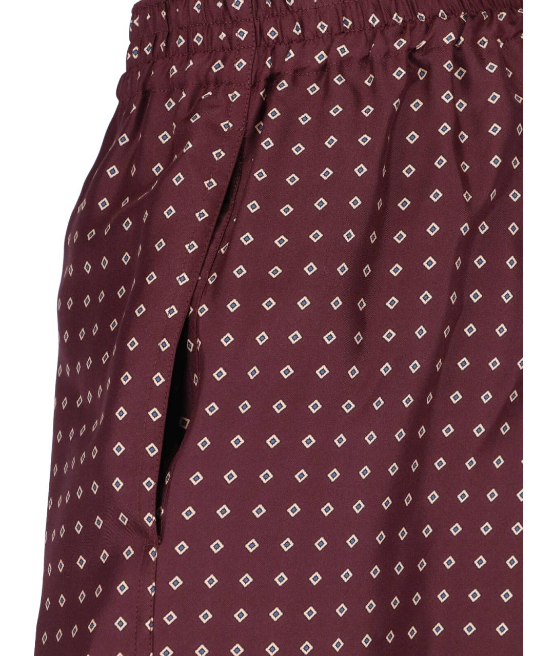 SAINT LAURENT Бордовые шелковые прямые брюки, фото 4