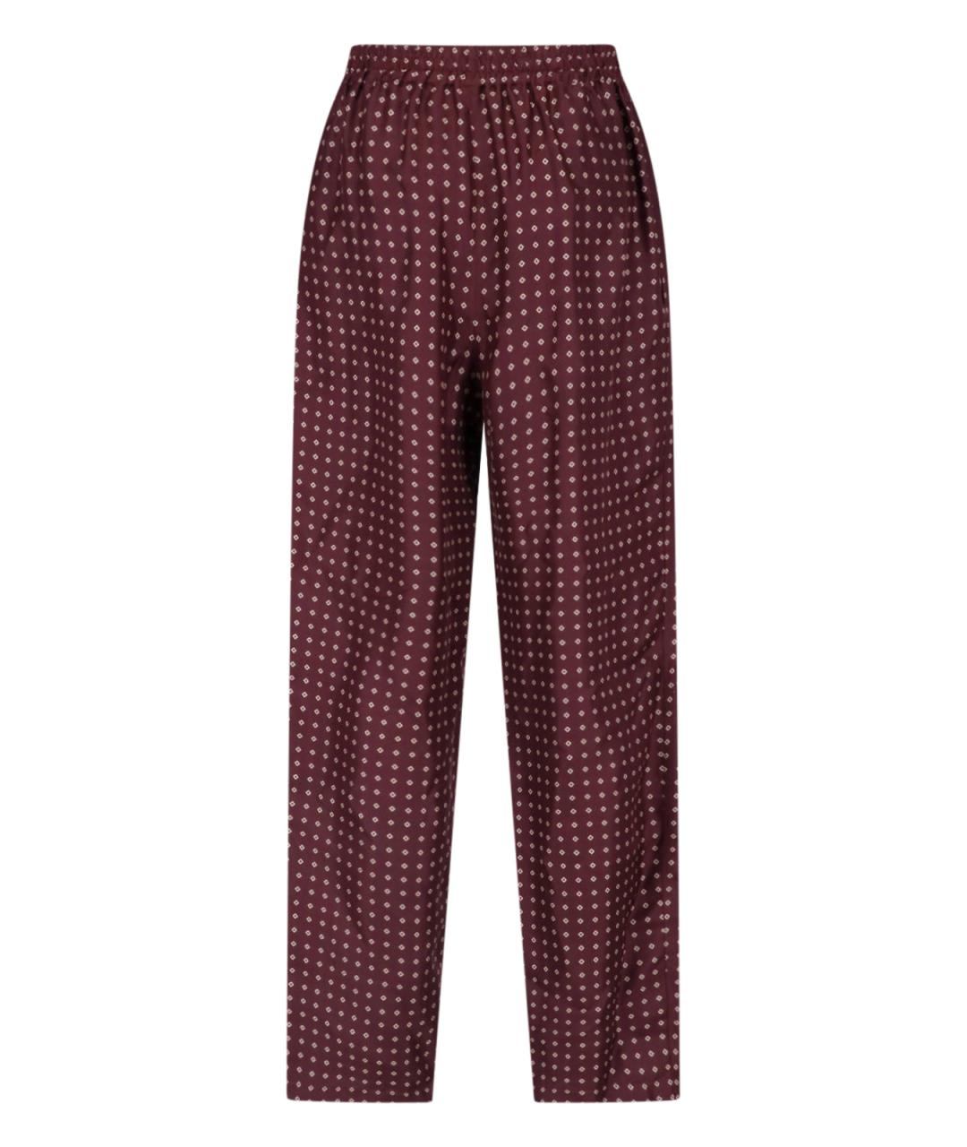 SAINT LAURENT Бордовые шелковые прямые брюки, фото 2