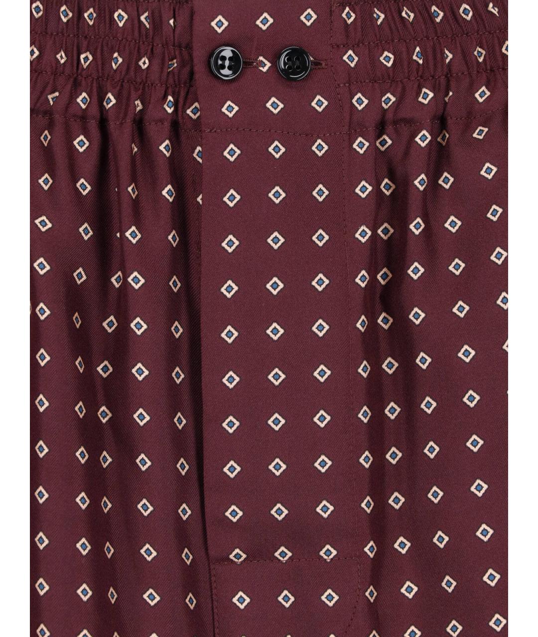 SAINT LAURENT Бордовые шелковые прямые брюки, фото 5