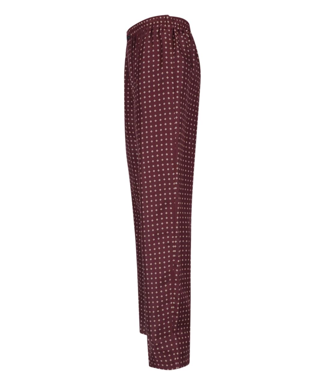 SAINT LAURENT Бордовые шелковые прямые брюки, фото 3
