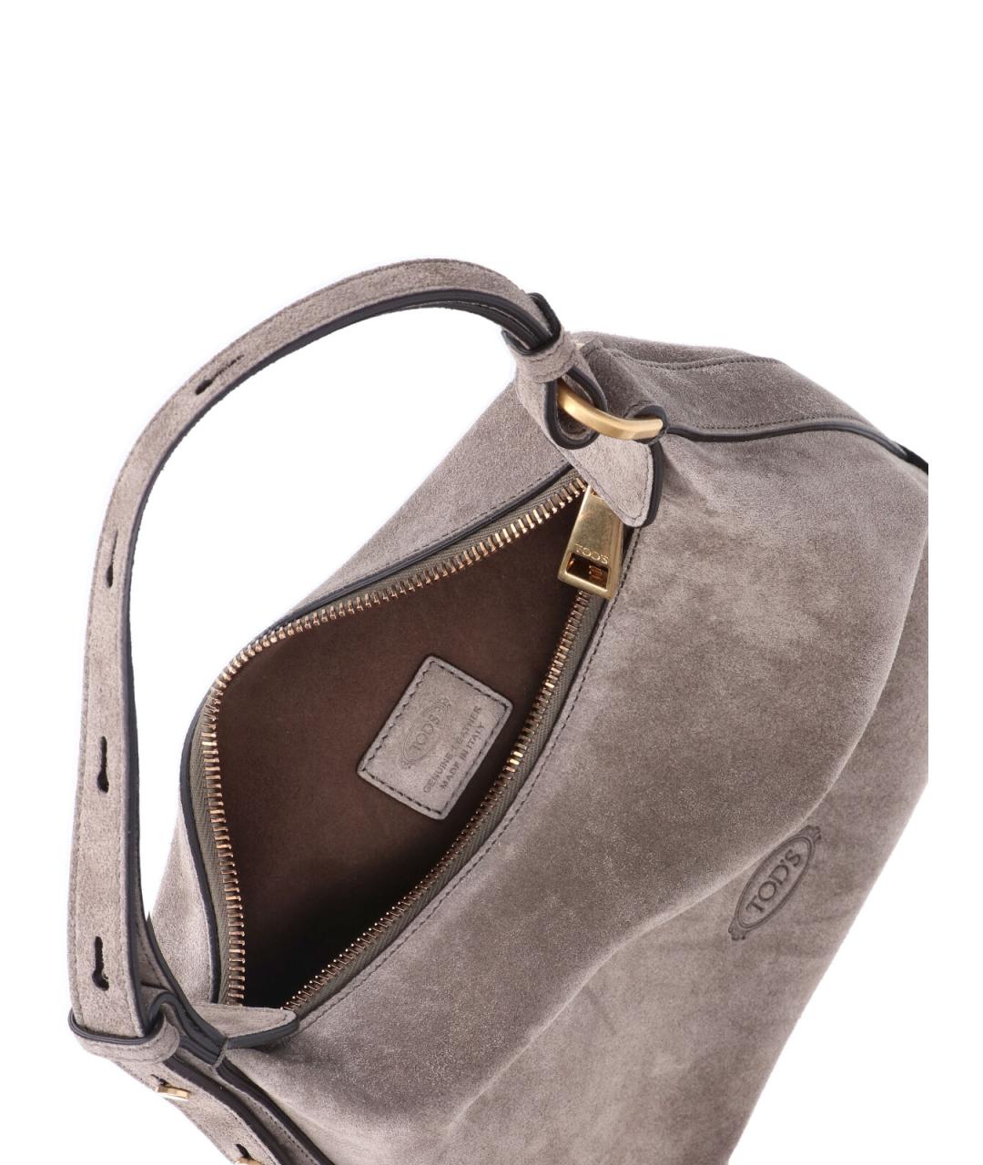 TOD'S Коричневая замшевая сумка с короткими ручками, фото 4