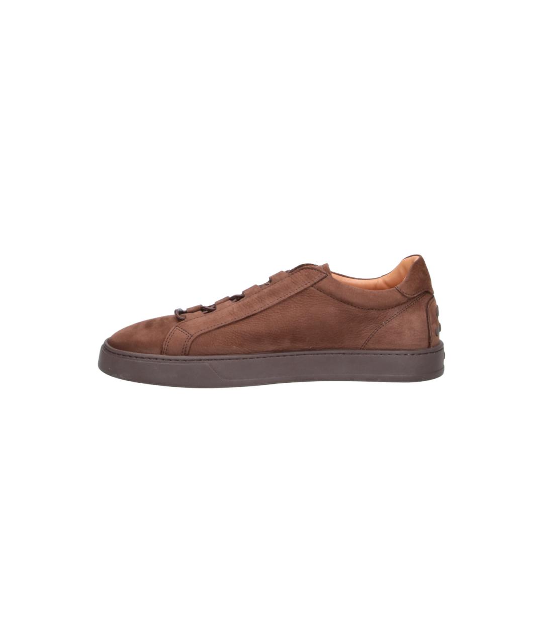 TOD'S Коричневые замшевые низкие кроссовки / кеды, фото 3