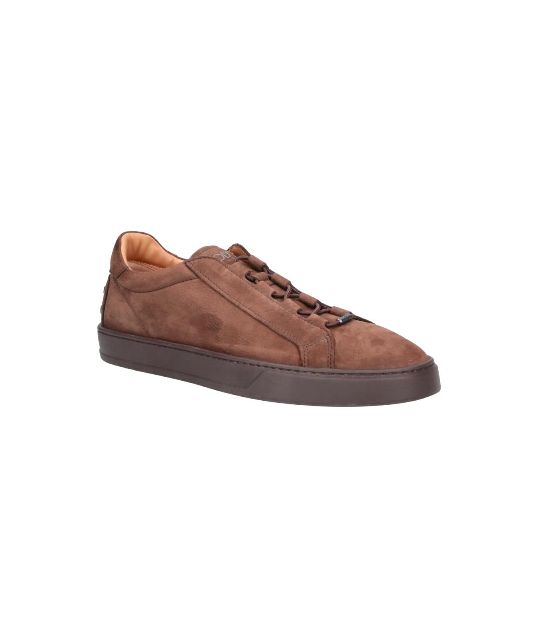 TOD'S Коричневые замшевые низкие кроссовки / кеды, фото 2