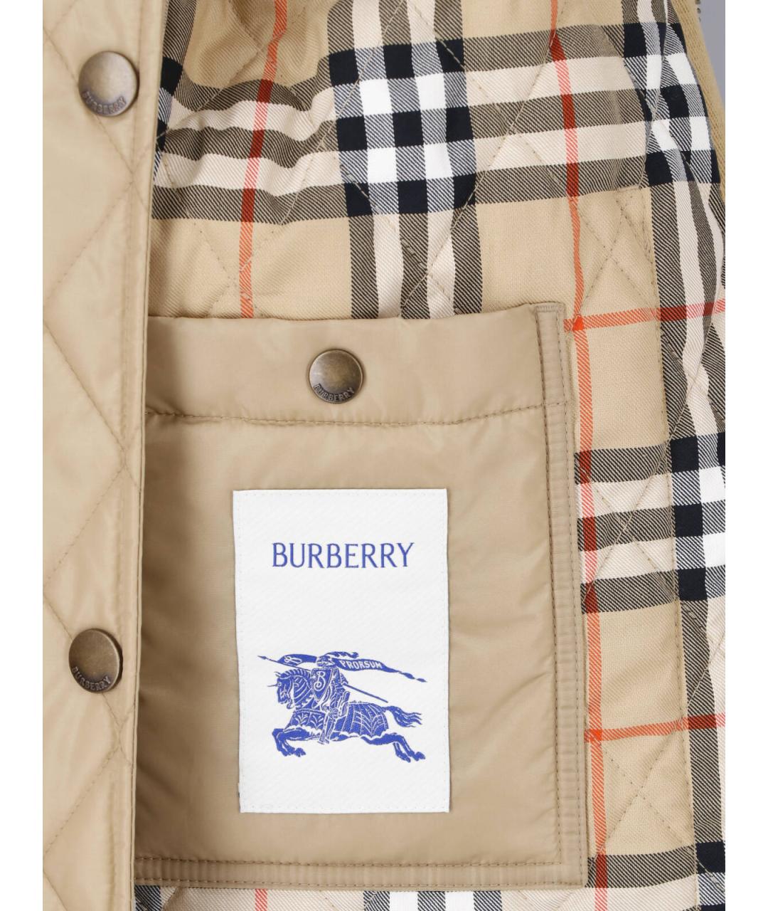 BURBERRY Бежевая полиамидовая куртка, фото 3