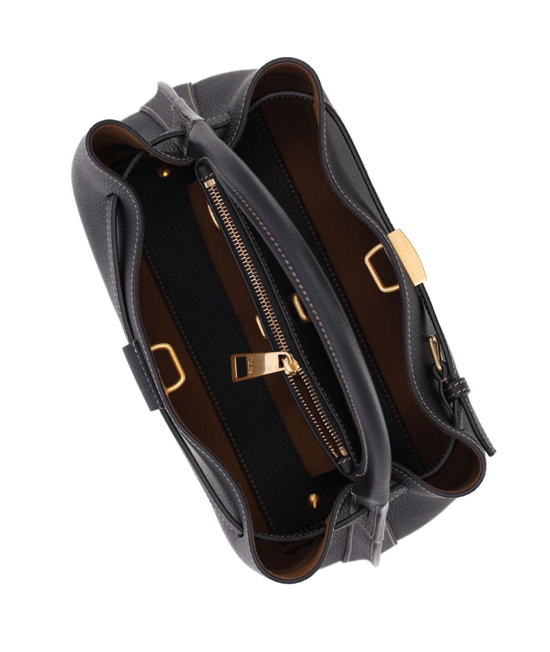 TOD'S Черная кожаная сумка с короткими ручками, фото 4
