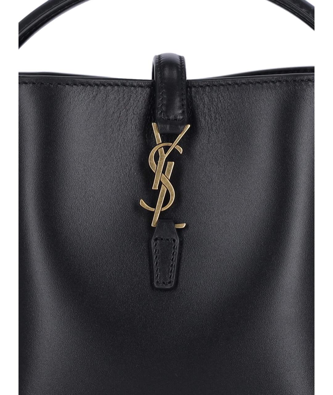SAINT LAURENT Черная кожаная сумка тоут, фото 4