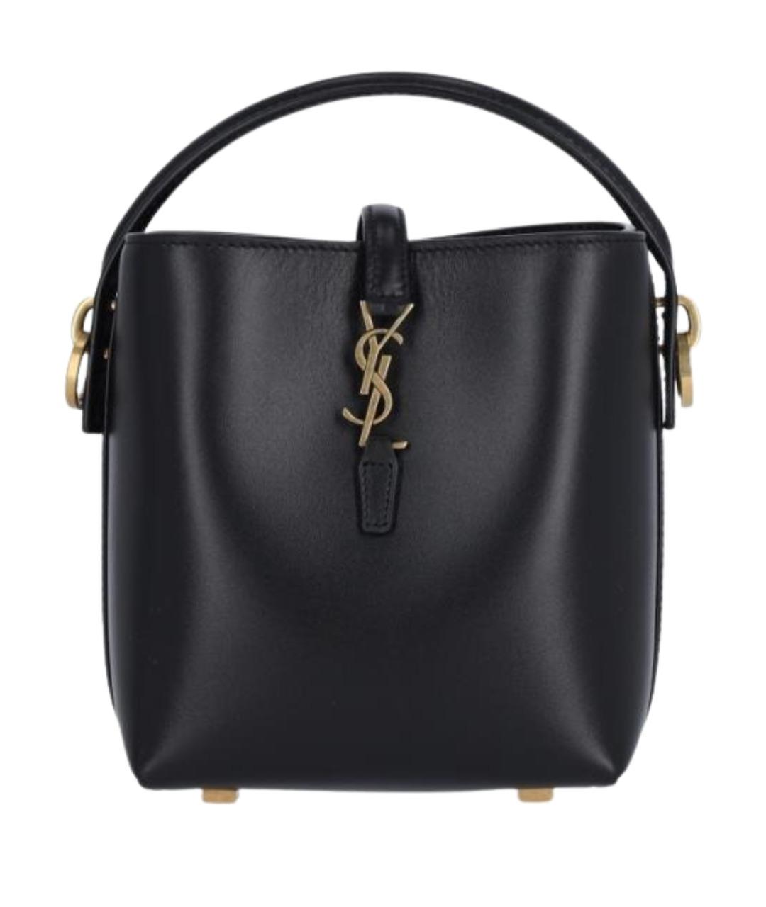SAINT LAURENT Черная кожаная сумка тоут, фото 1