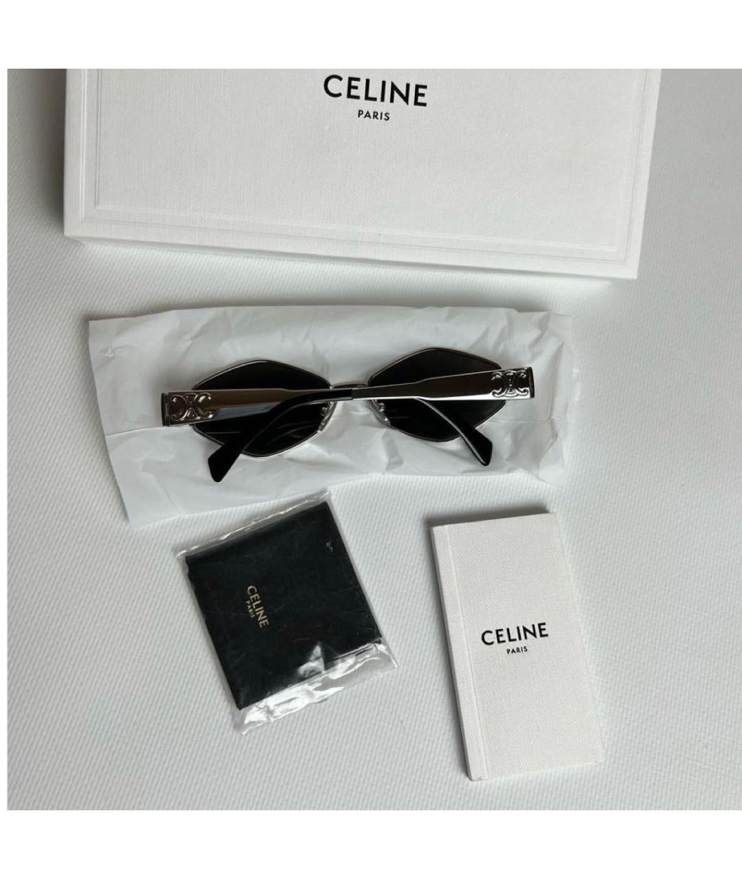 CELINE Серебряные металлические солнцезащитные очки, фото 4