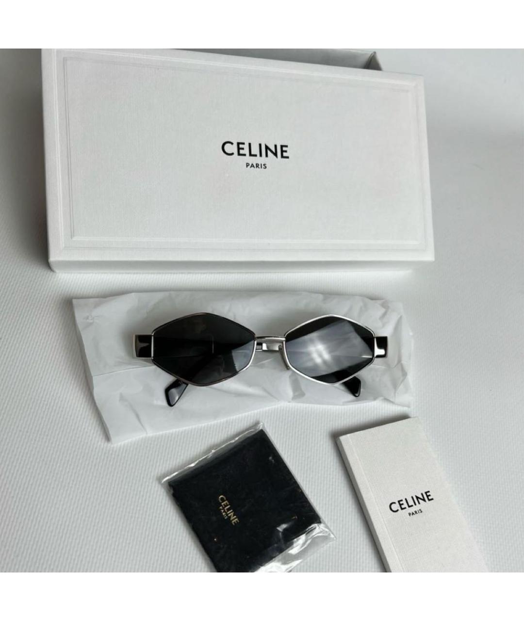 CELINE Серебряные металлические солнцезащитные очки, фото 7
