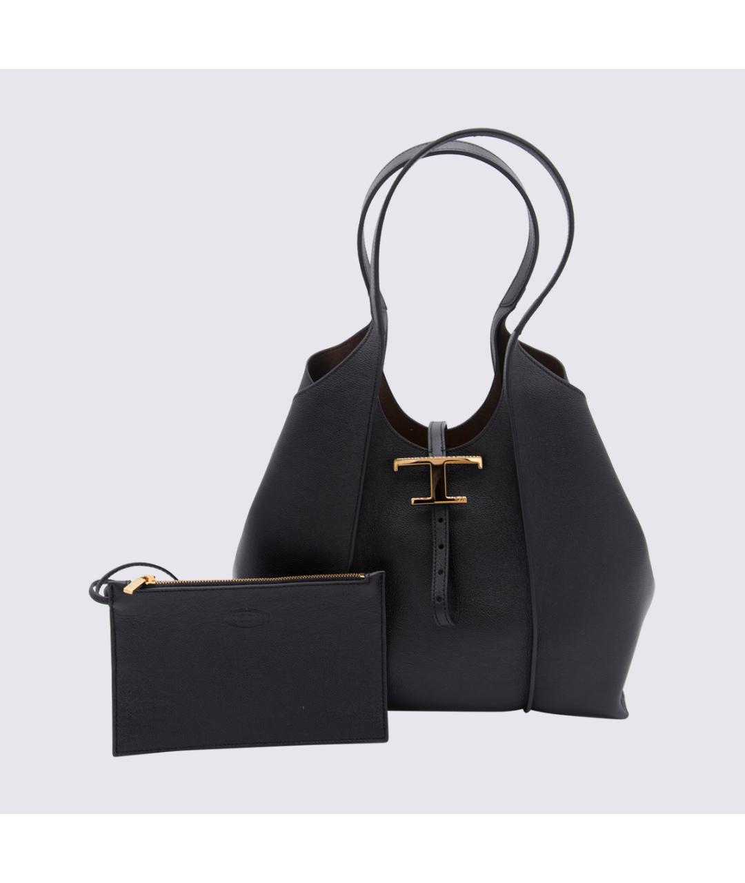 TOD'S Черная кожаная сумка тоут, фото 3