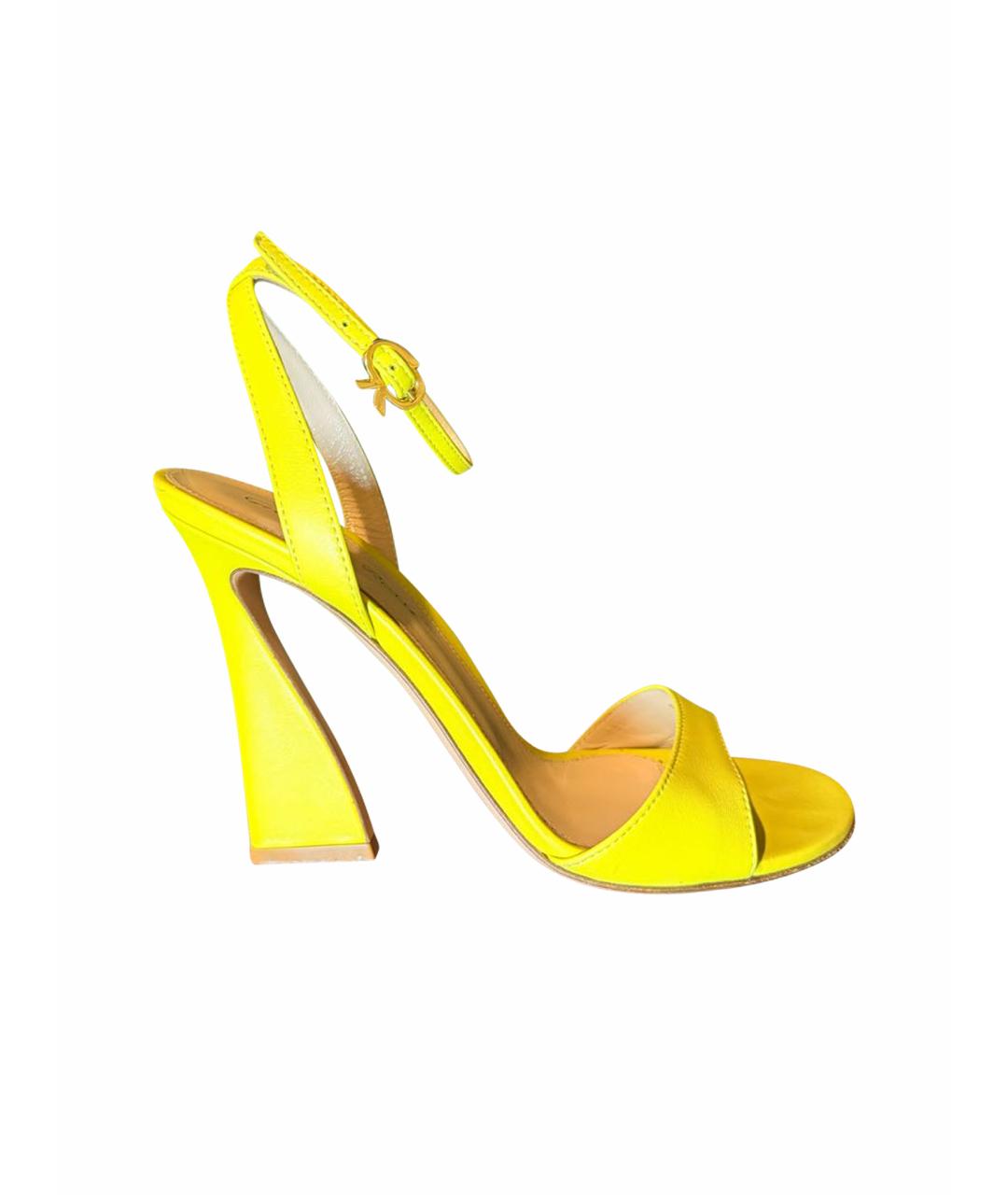 GIANVITO ROSSI Желтые кожаные босоножки, фото 1