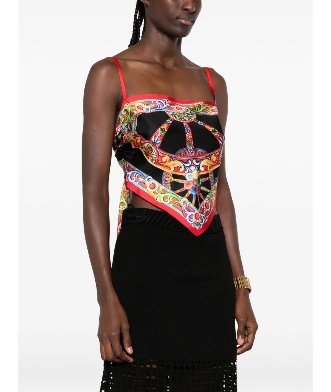 DOLCE&GABBANA Мульти шелковая майка, фото 3