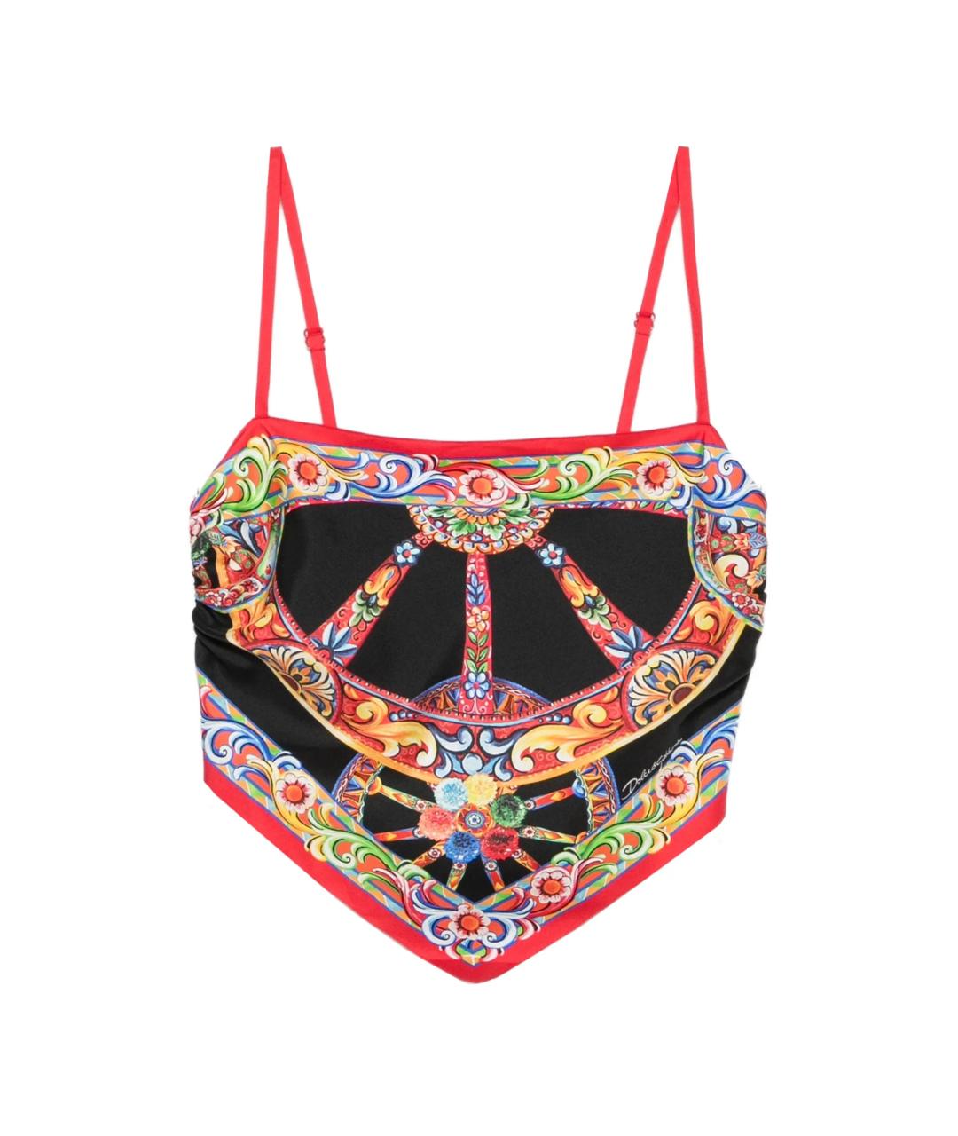 DOLCE&GABBANA Мульти шелковая майка, фото 1
