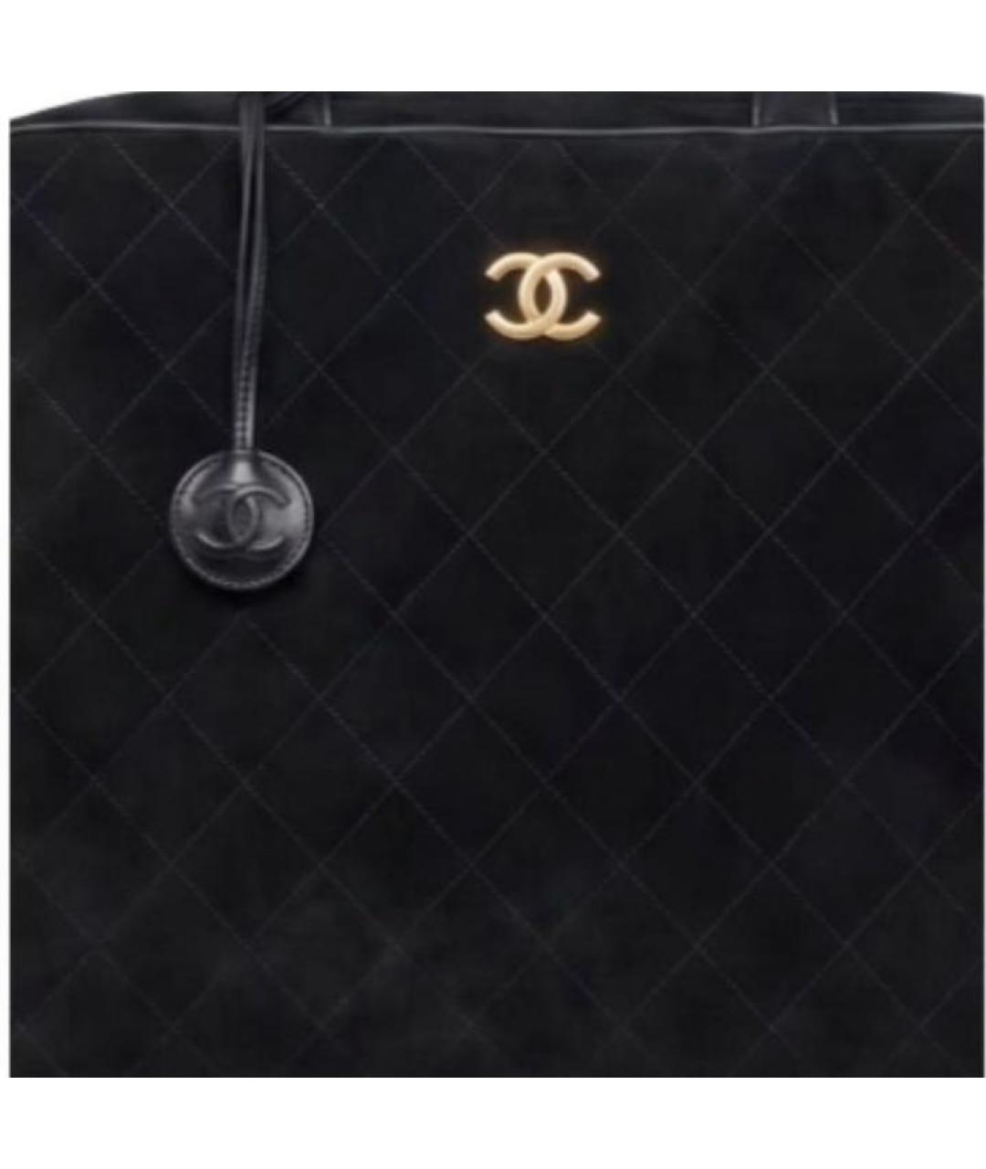CHANEL Черная замшевая сумка с короткими ручками, фото 2
