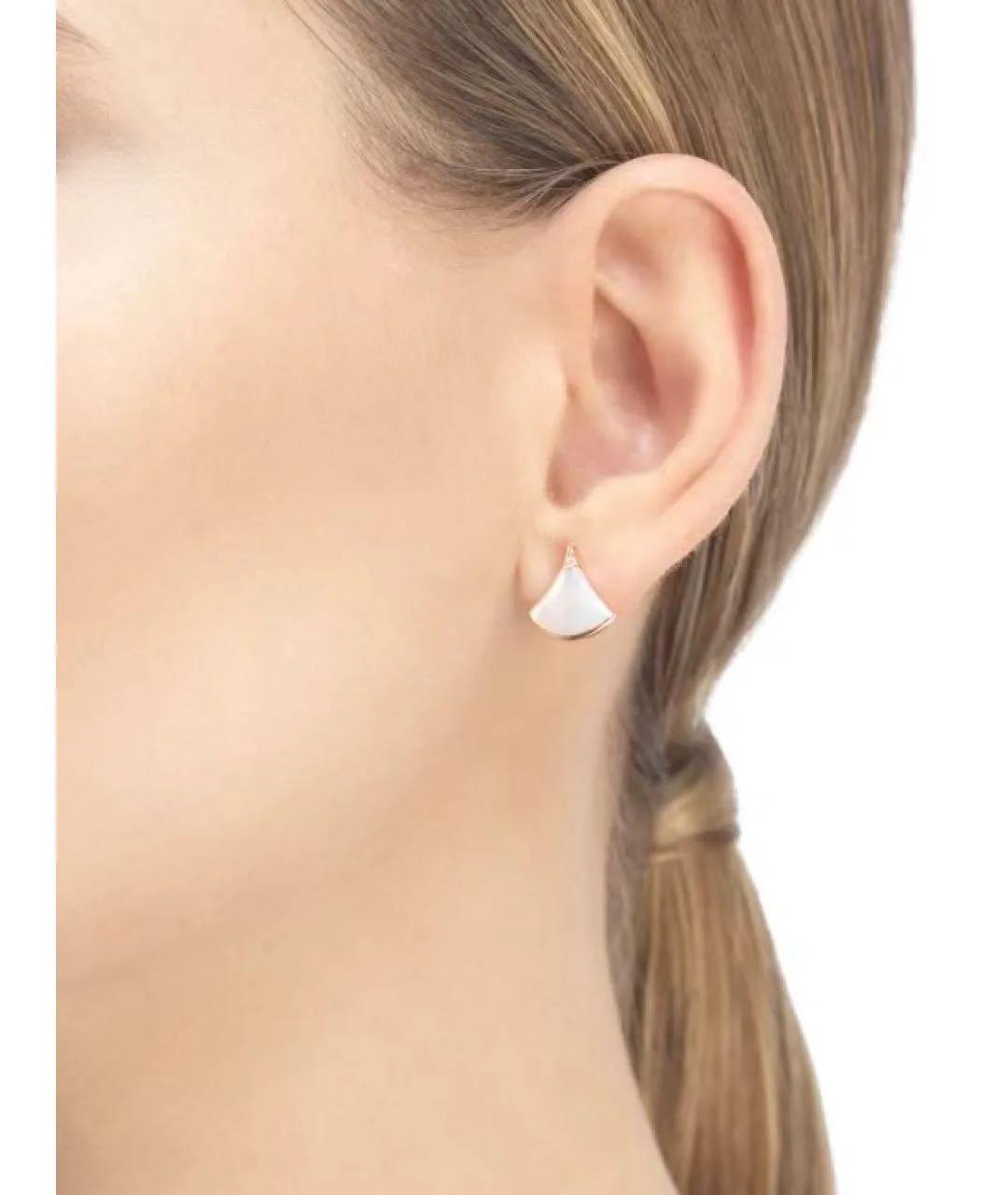 BVLGARI Белые серьги из розового золота, фото 4