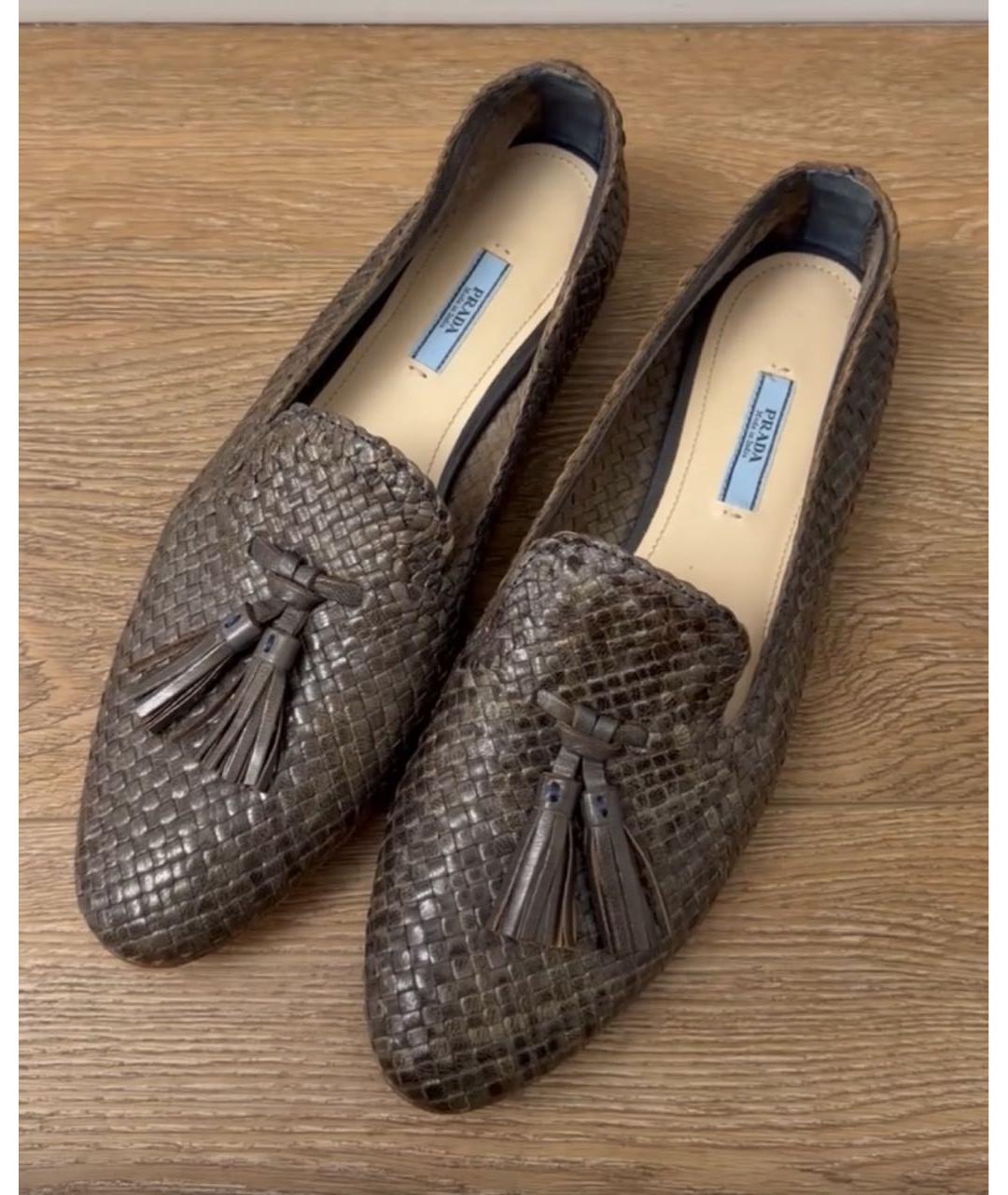 PRADA Коричневые кожаные мокасины, фото 4
