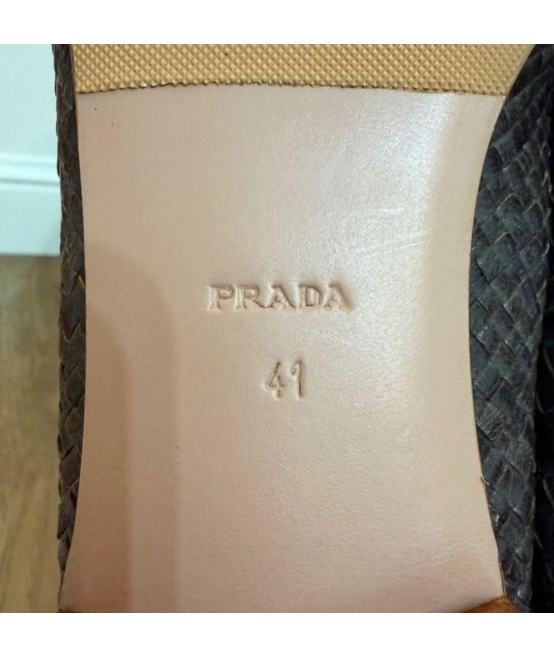 PRADA Коричневые кожаные мокасины, фото 2