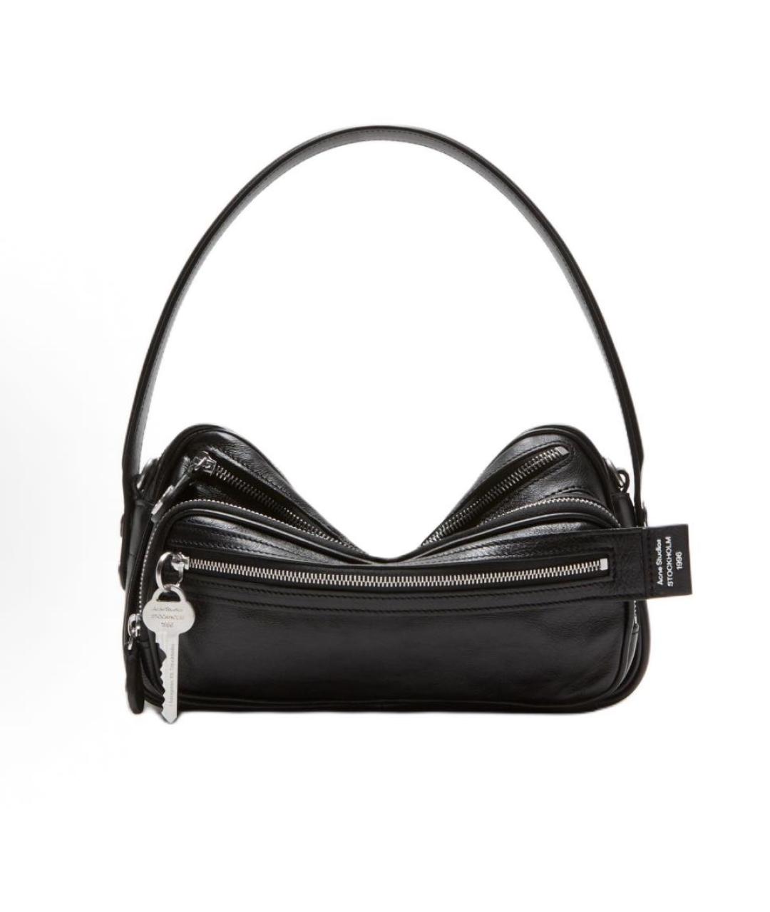 ACNE STUDIOS Черная кожаная сумка через плечо, фото 9