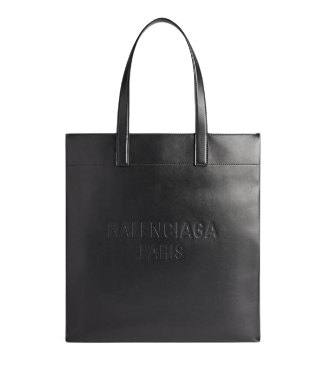 BALENCIAGA Черная кожаная сумка тоут, фото 1