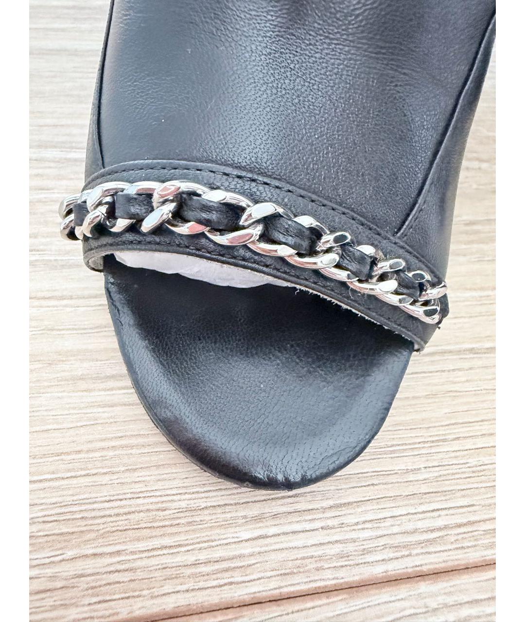 CHANEL Черные кожаные босоножки, фото 7