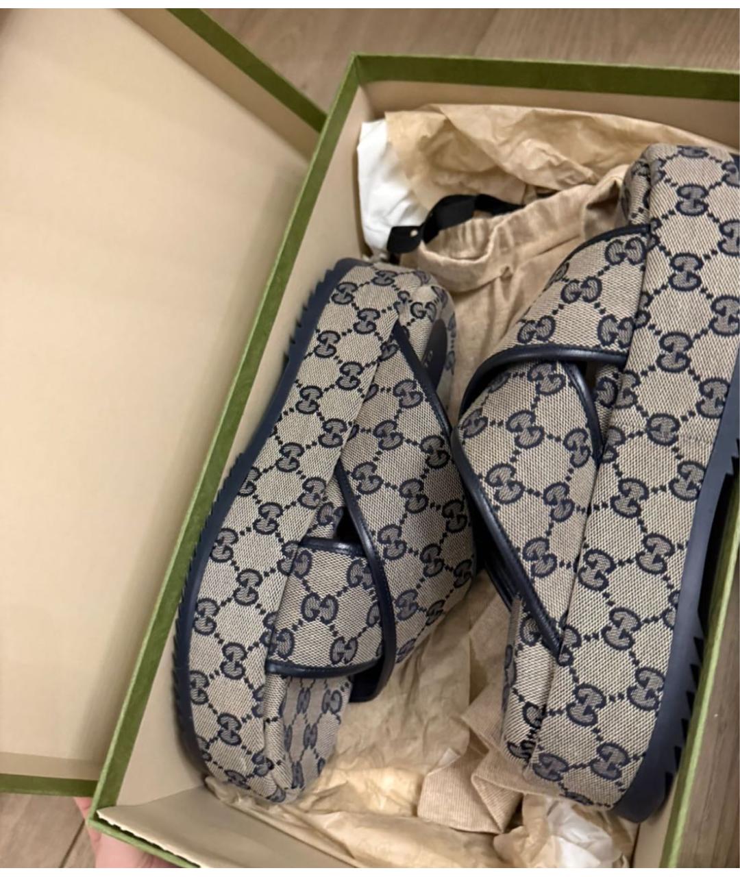 GUCCI Мульти текстильные сабо, фото 3
