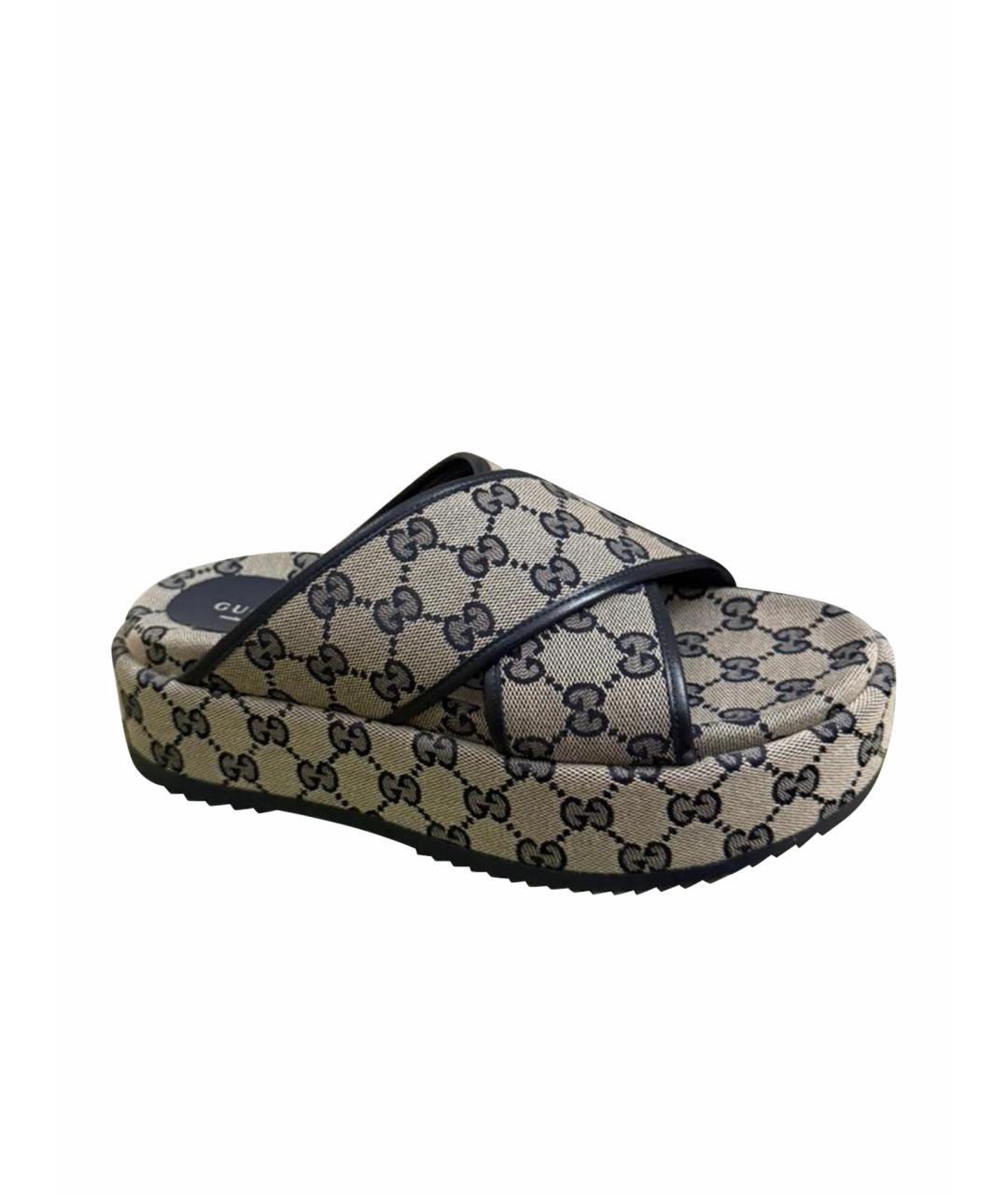 GUCCI Мульти текстильные сабо, фото 1