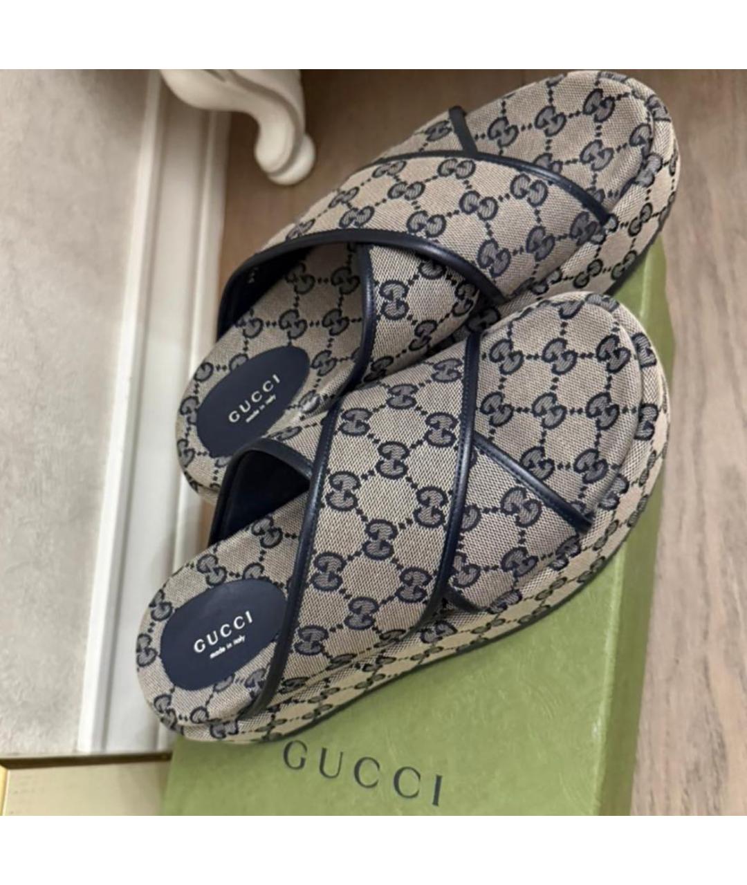 GUCCI Мульти текстильные сабо, фото 2