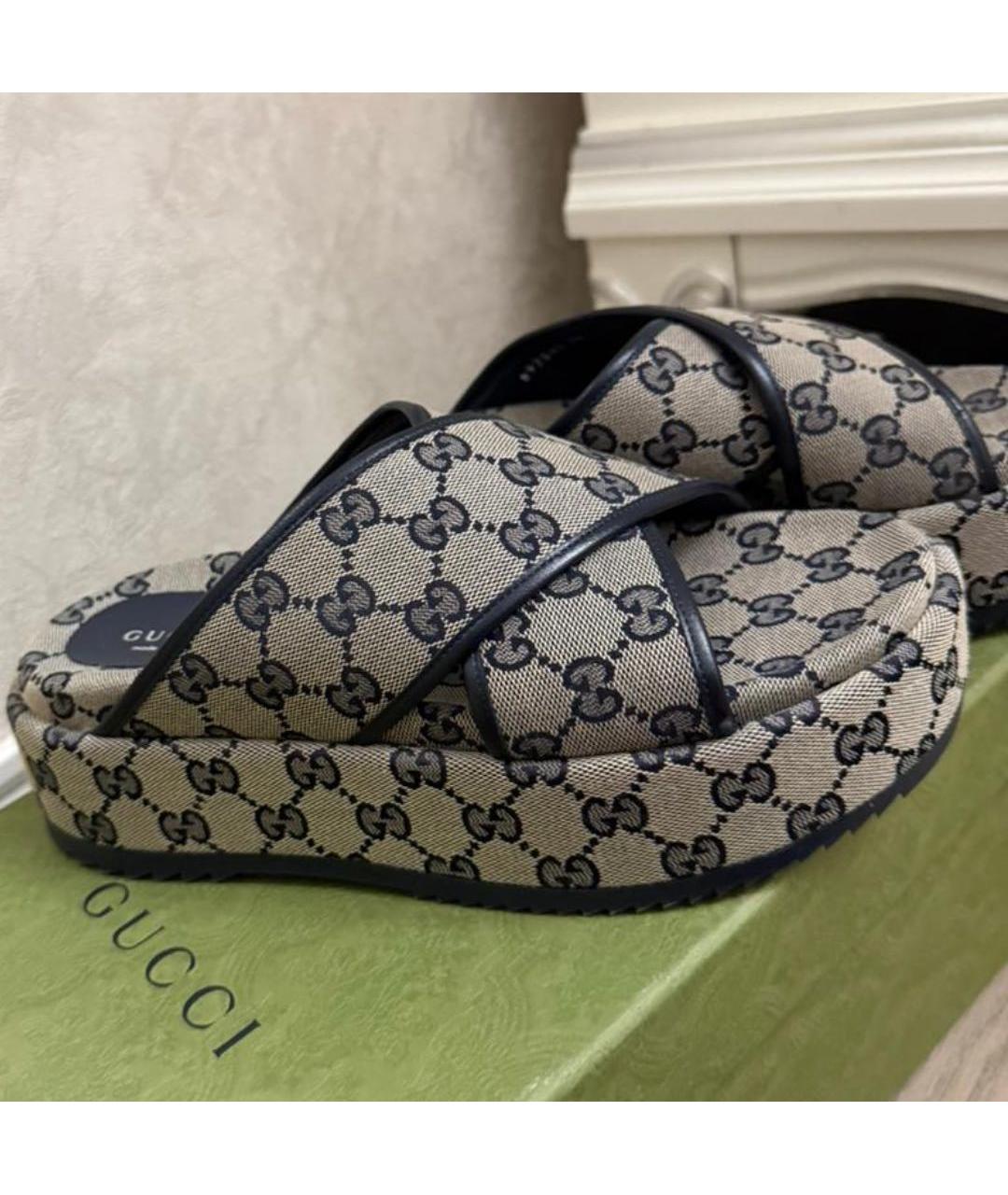 GUCCI Мульти текстильные сабо, фото 4