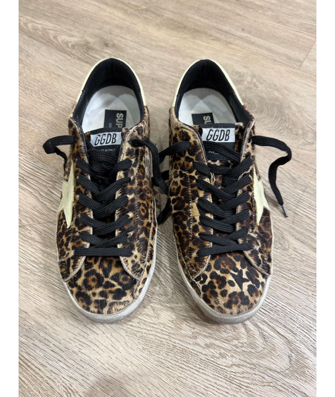 GOLDEN GOOSE Коричневые кожаные низкие кроссовки / кеды, фото 2