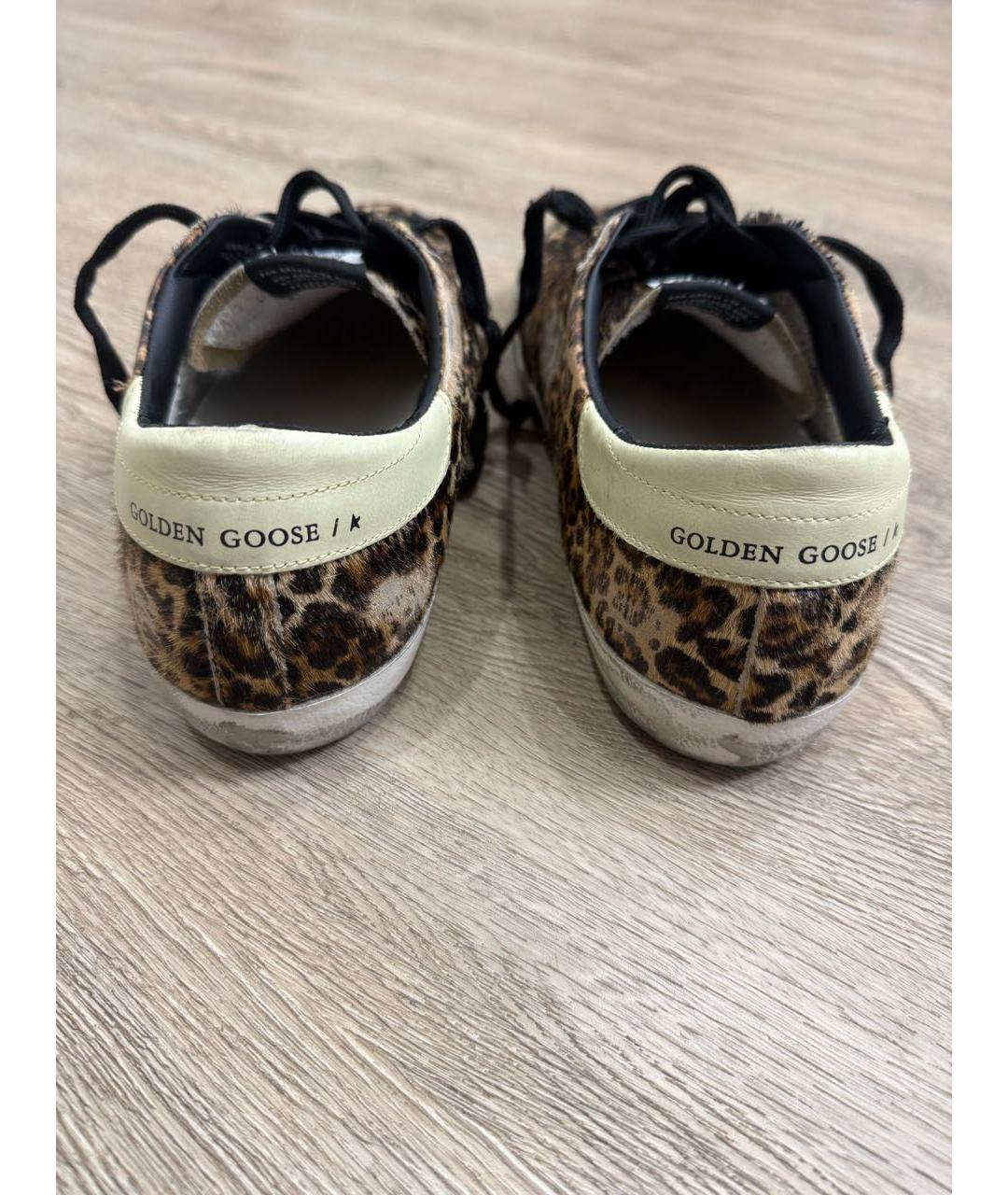 GOLDEN GOOSE Коричневые кожаные низкие кроссовки / кеды, фото 4