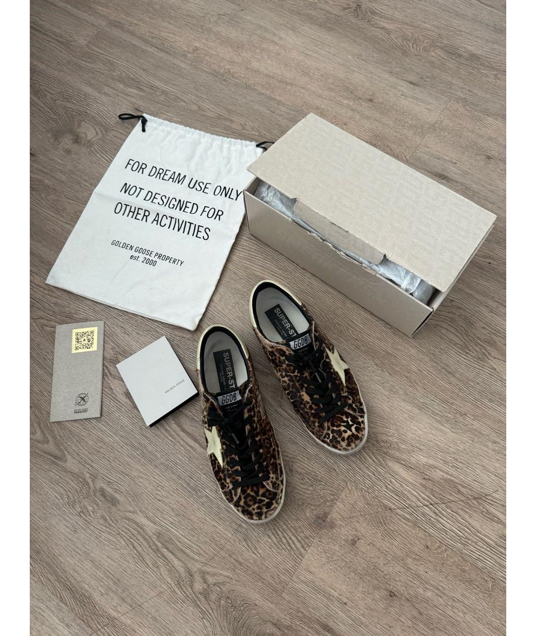 GOLDEN GOOSE Коричневые кожаные низкие кроссовки / кеды, фото 6