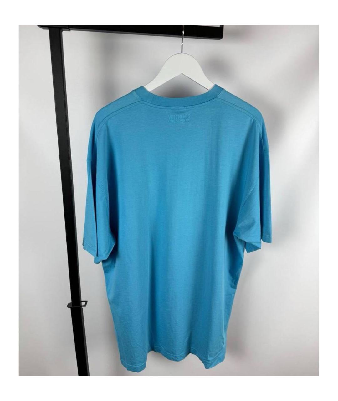 VETEMENTS Бирюзовая хлопковая футболка, фото 3