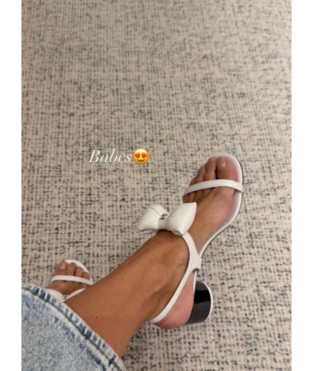 CHANEL Белые кожаные босоножки, фото 2