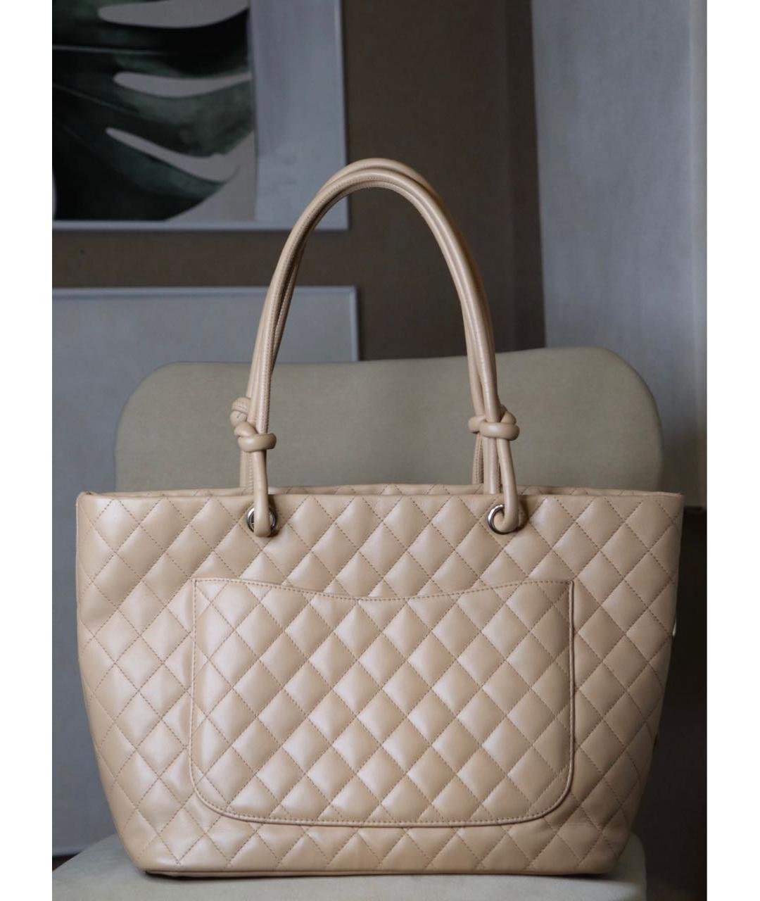 CHANEL Бежевая кожаная сумка тоут, фото 3