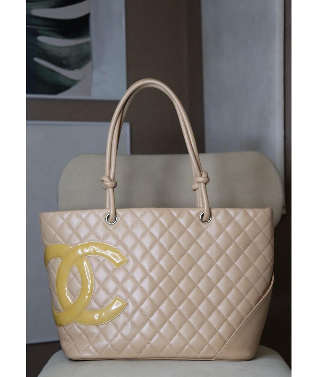 CHANEL Бежевая кожаная сумка тоут, фото 8