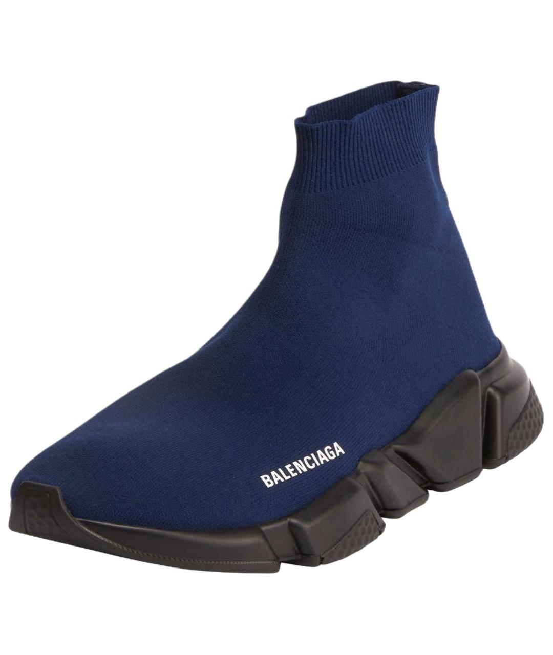 BALENCIAGA Синие текстильные низкие кроссовки / кеды, фото 4