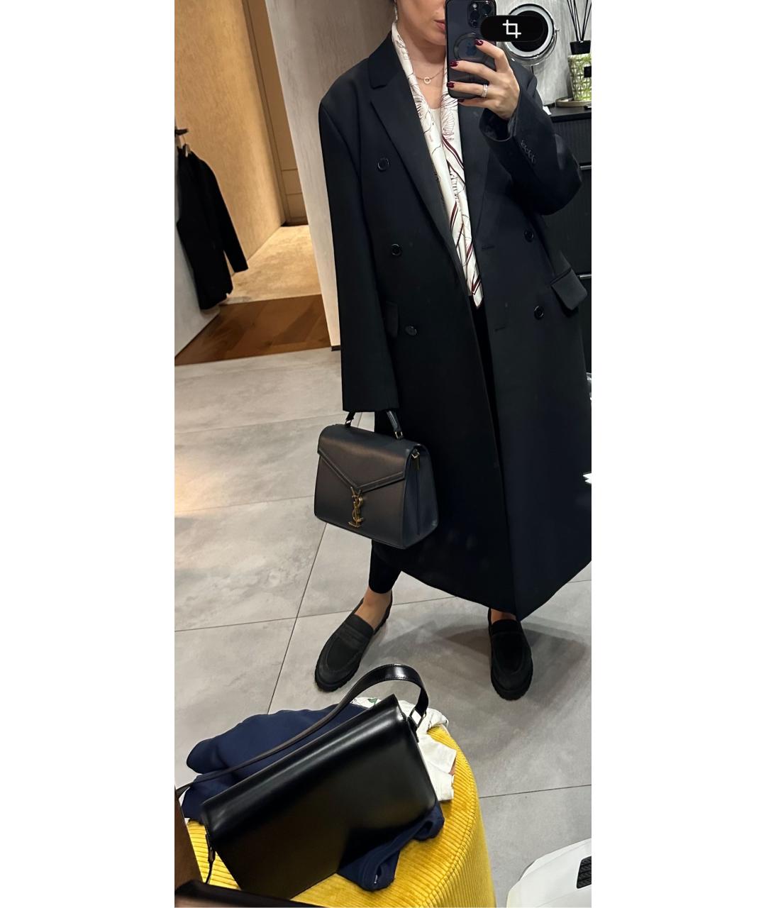 SAINT LAURENT Антрацитовая кожаная сумка с короткими ручками, фото 5