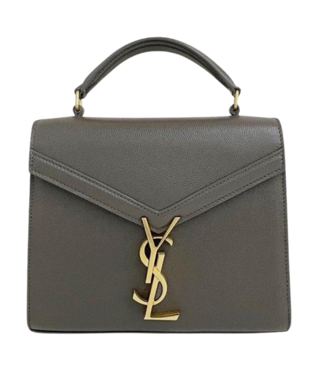 SAINT LAURENT Антрацитовая кожаная сумка с короткими ручками, фото 1