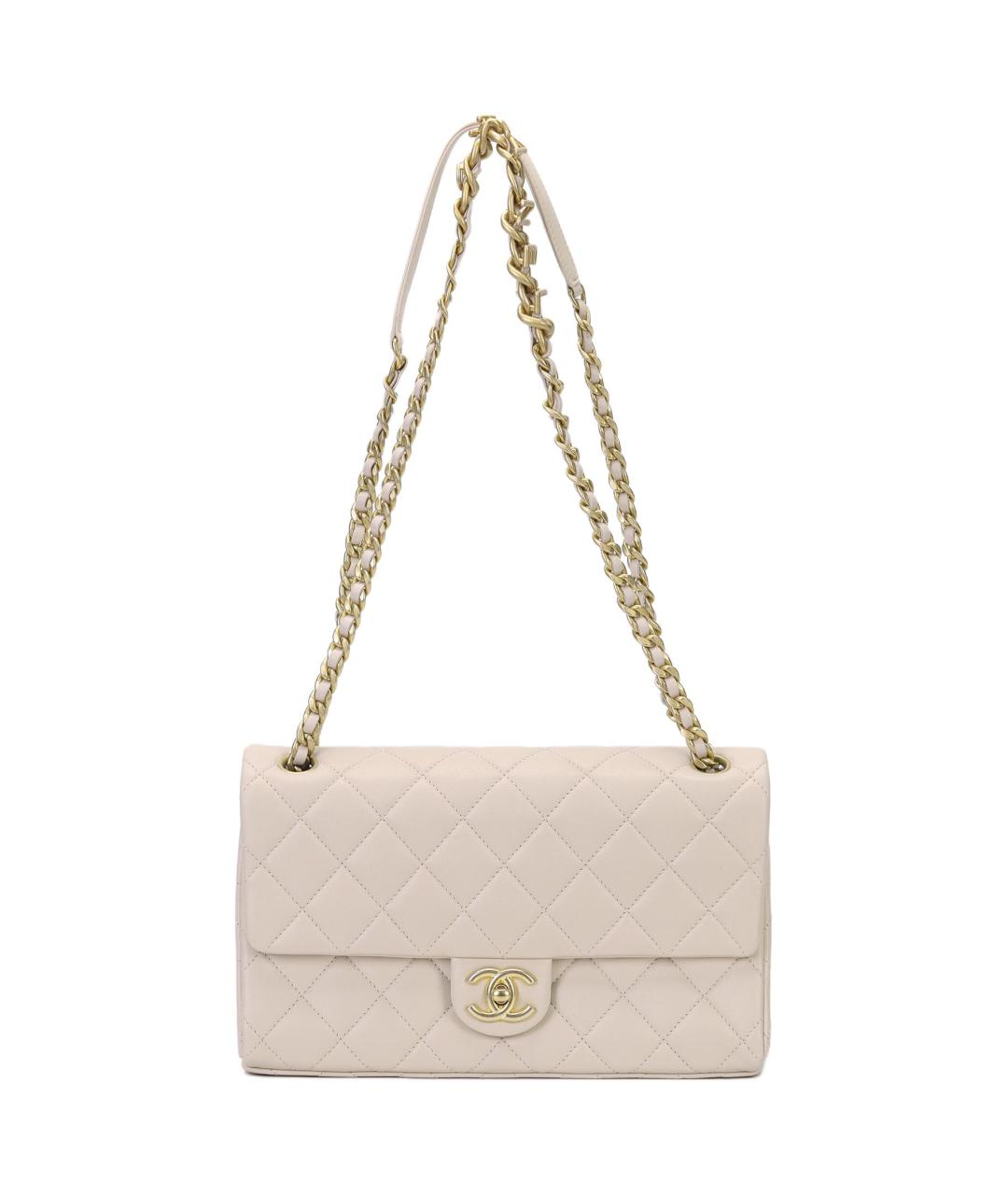 CHANEL Бежевая кожаная сумка через плечо, фото 1