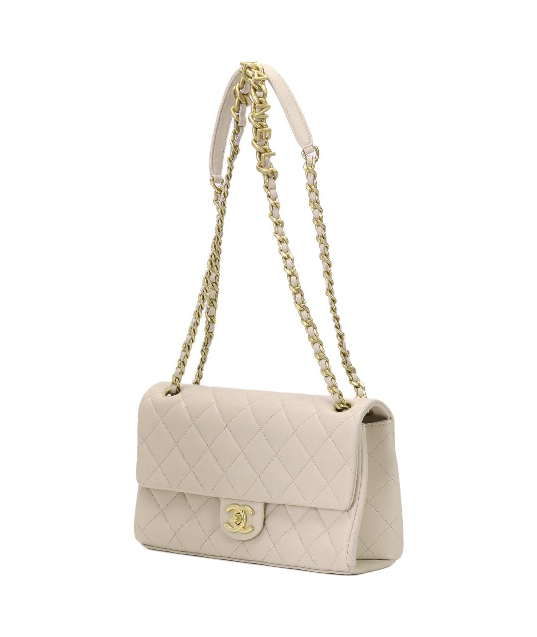 CHANEL Бежевая кожаная сумка через плечо, фото 2