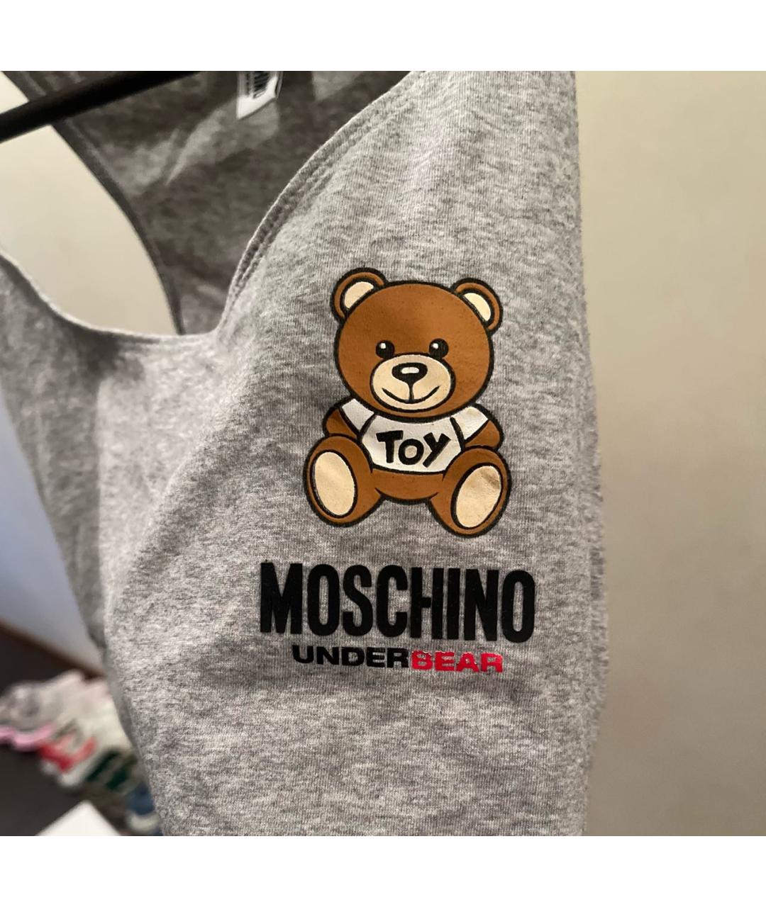 MOSCHINO Серое хлопко-эластановое боди, фото 2