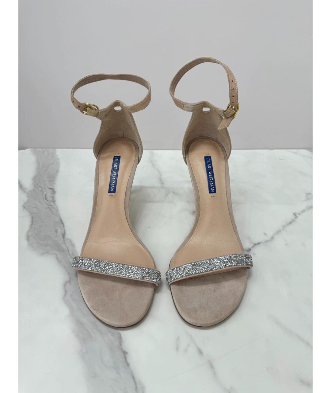 STUART WEITZMAN Бежевые замшевые босоножки, фото 2