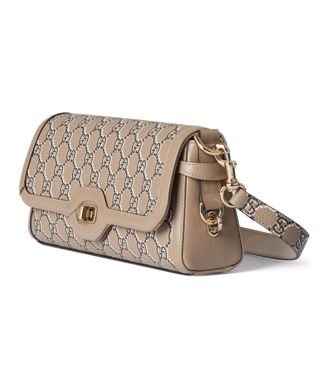 GUCCI Бежевая кожаная сумка через плечо, фото 2