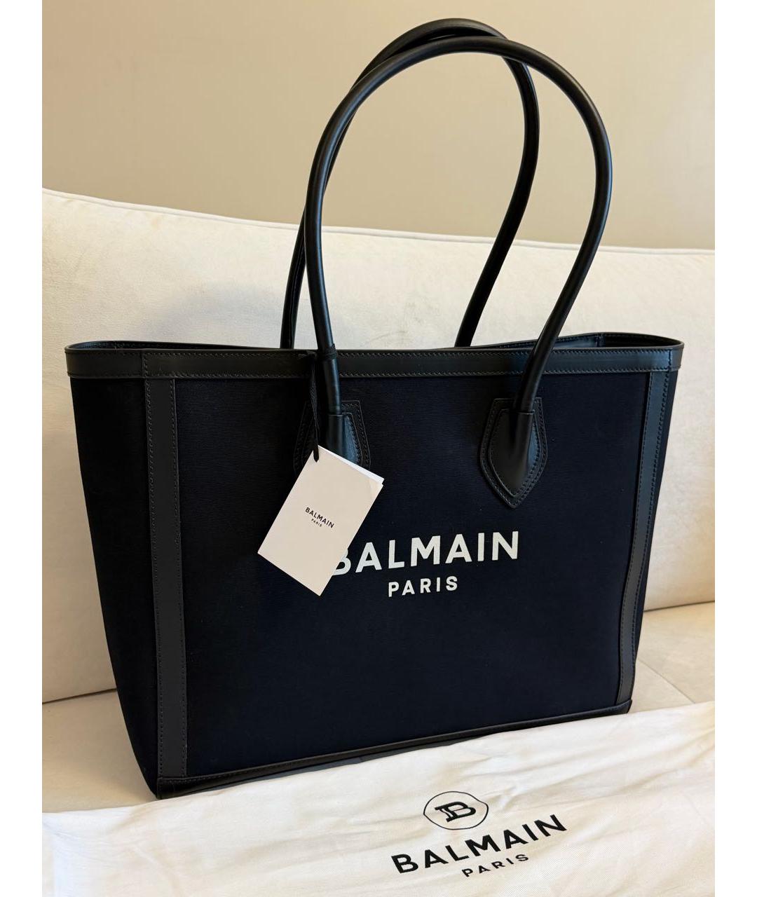 BALMAIN Черная кожаная сумка тоут, фото 6